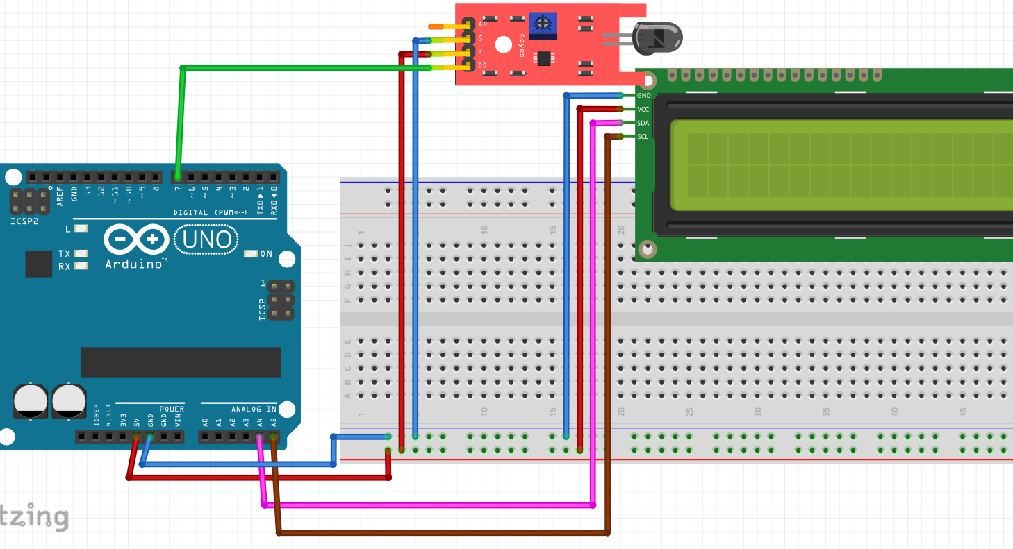LiquidCrystal_I2C ve alev sensörü bağlantısı